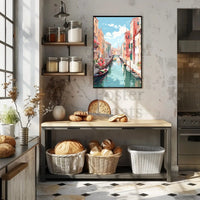 Venetian Canal Scene in Stylized Artistic Travel Poster PosterGoat
