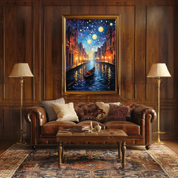 Venetian Canal Scene with Starry Night Sky Artistic Poster PosterGoat