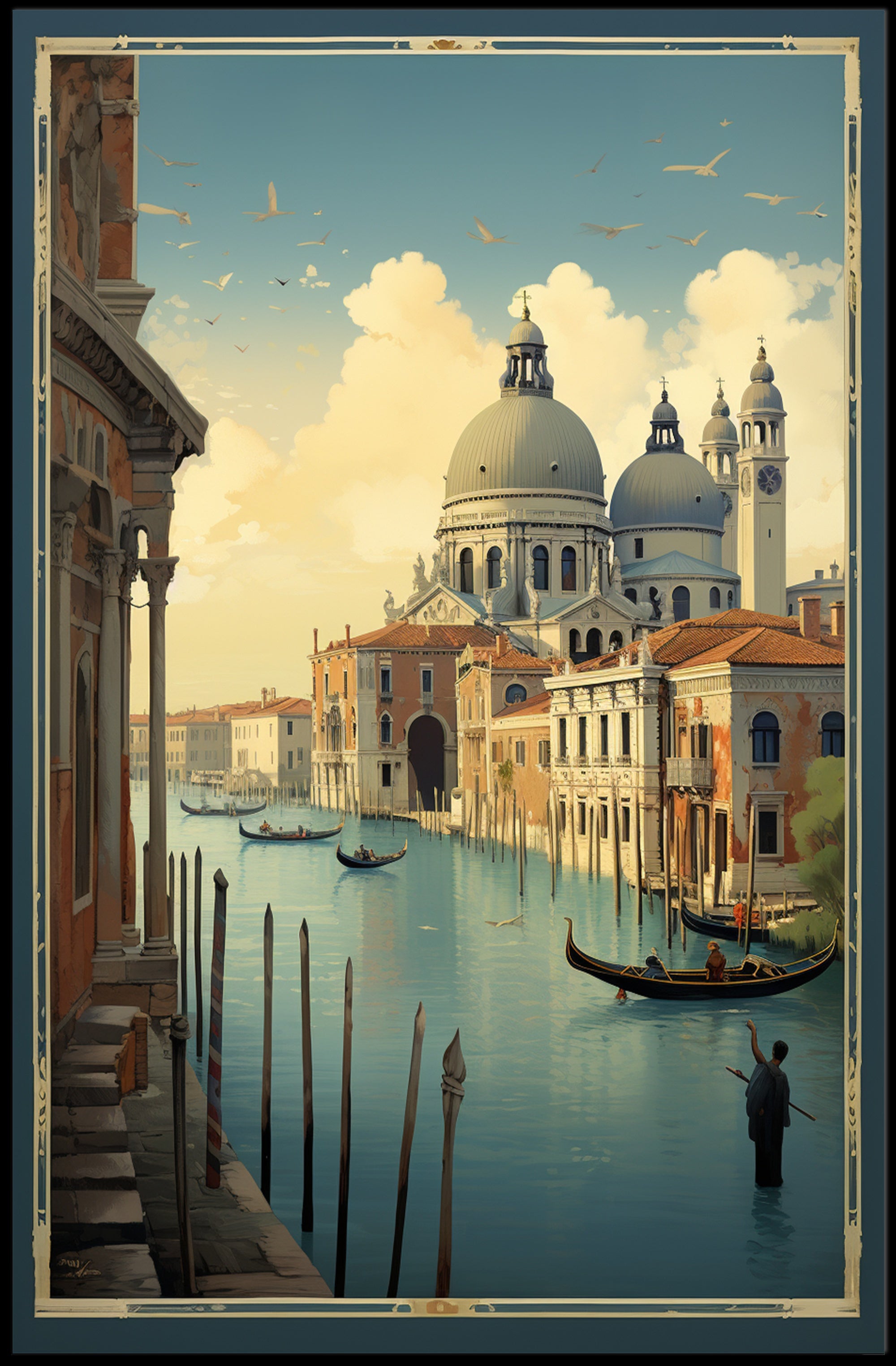 Venetian Canal Serenity Vintage Travel Poster PosterGoat