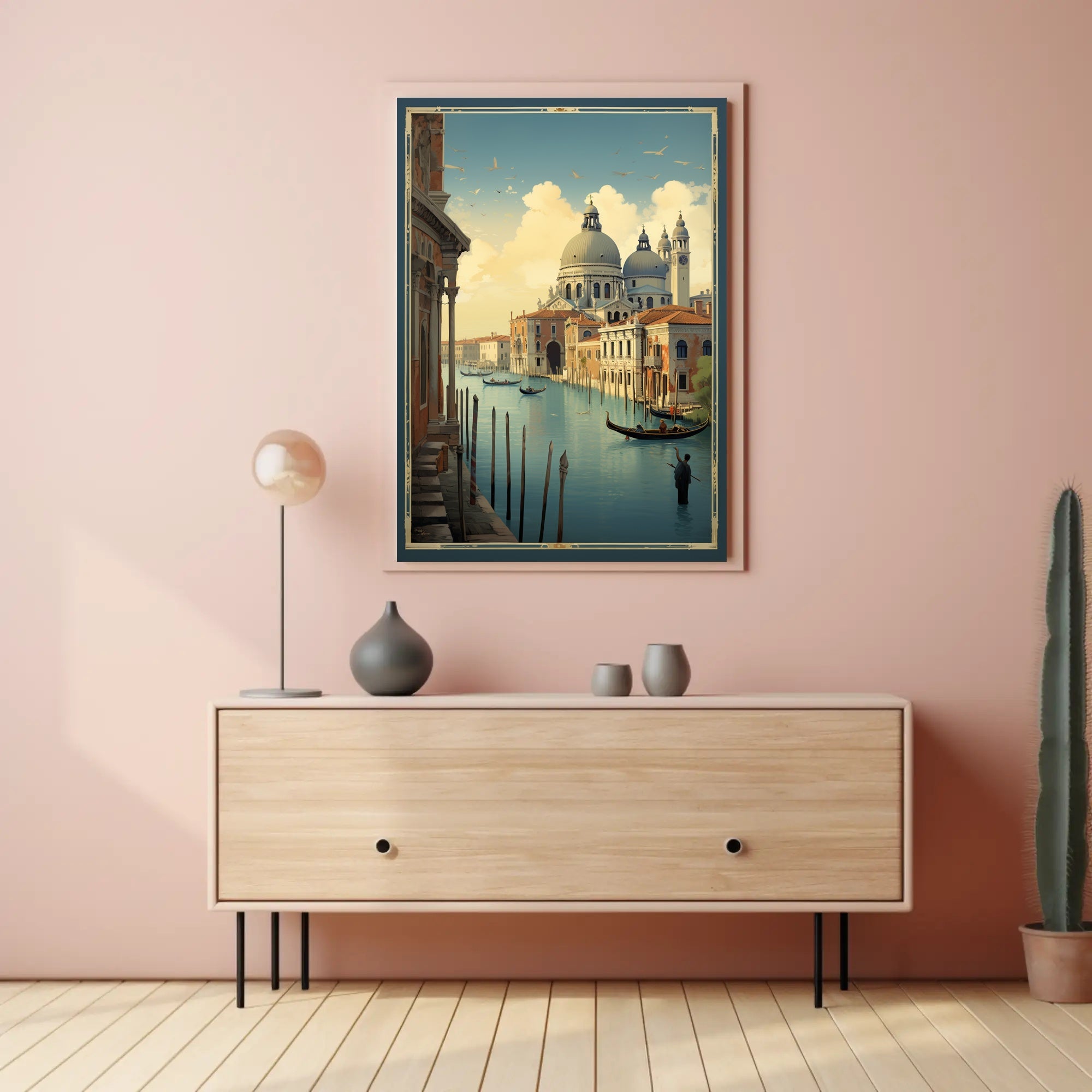Venetian Canal Serenity Vintage Travel Poster PosterGoat