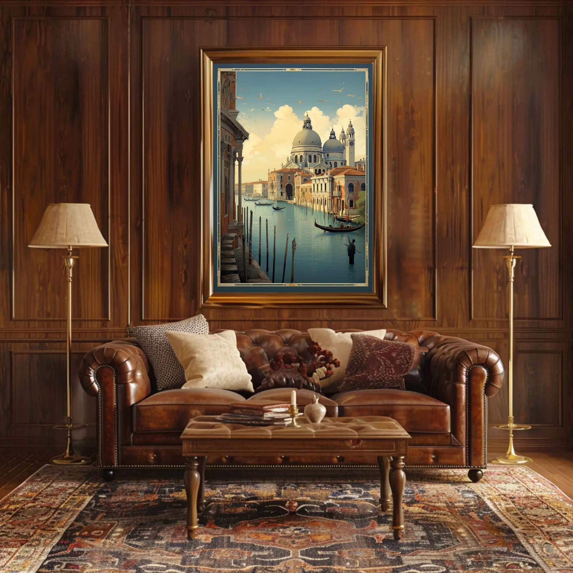 Venetian Canal Serenity Vintage Travel Poster PosterGoat