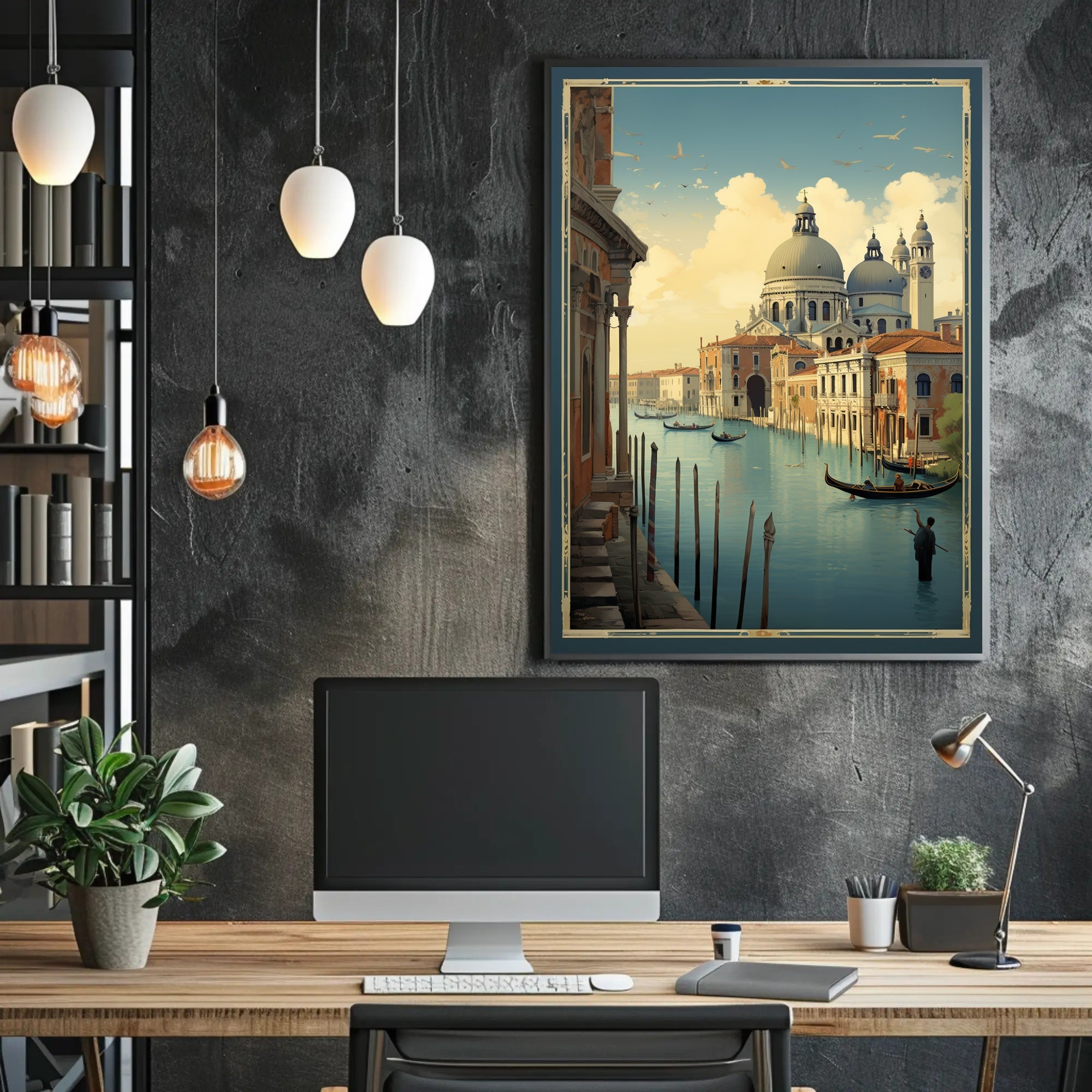 Venetian Canal Serenity Vintage Travel Poster PosterGoat