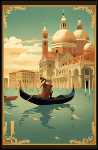 Venetian Gondola Vintage Art Deco Travel Poster PosterGoat