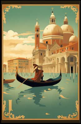 Venetian Gondola Vintage Art Deco Travel Poster PosterGoat