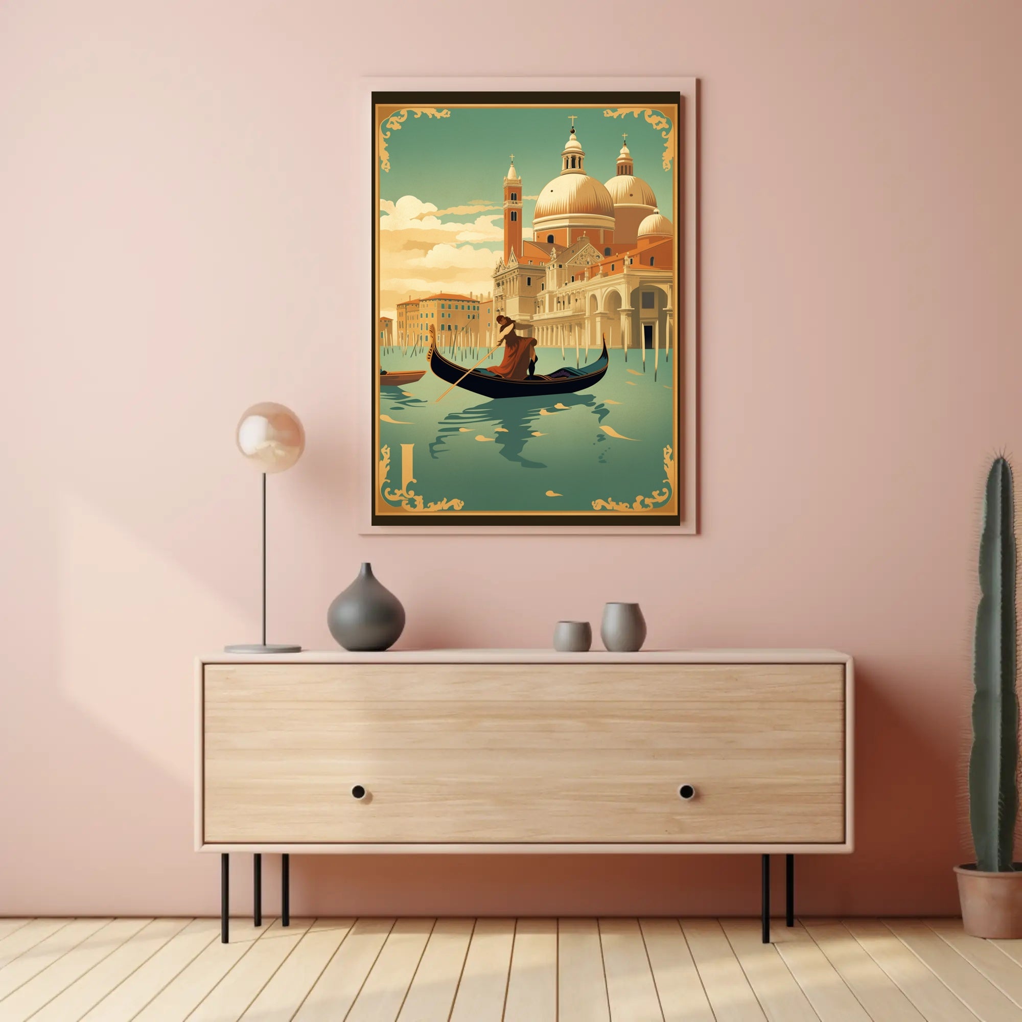 Venetian Gondola Vintage Art Deco Travel Poster PosterGoat