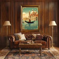 Venetian Gondola Vintage Art Deco Travel Poster PosterGoat