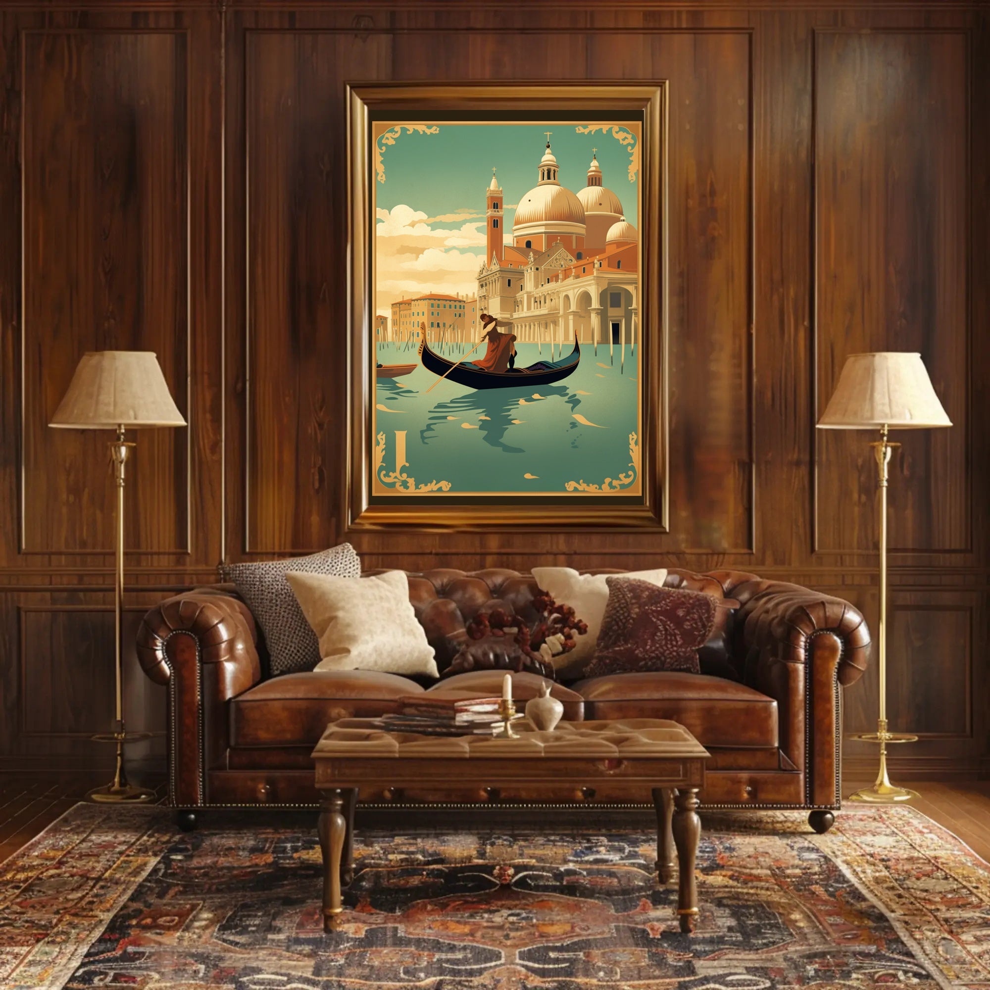 Venetian Gondola Vintage Art Deco Travel Poster PosterGoat
