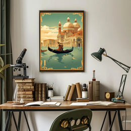 Venetian Gondola Vintage Art Deco Travel Poster PosterGoat