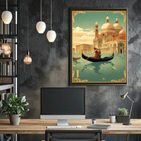 Venetian Gondola Vintage Art Deco Travel Poster PosterGoat