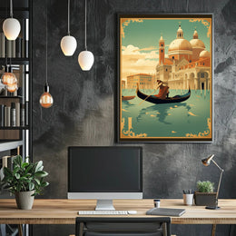Venetian Gondola Vintage Art Deco Travel Poster PosterGoat