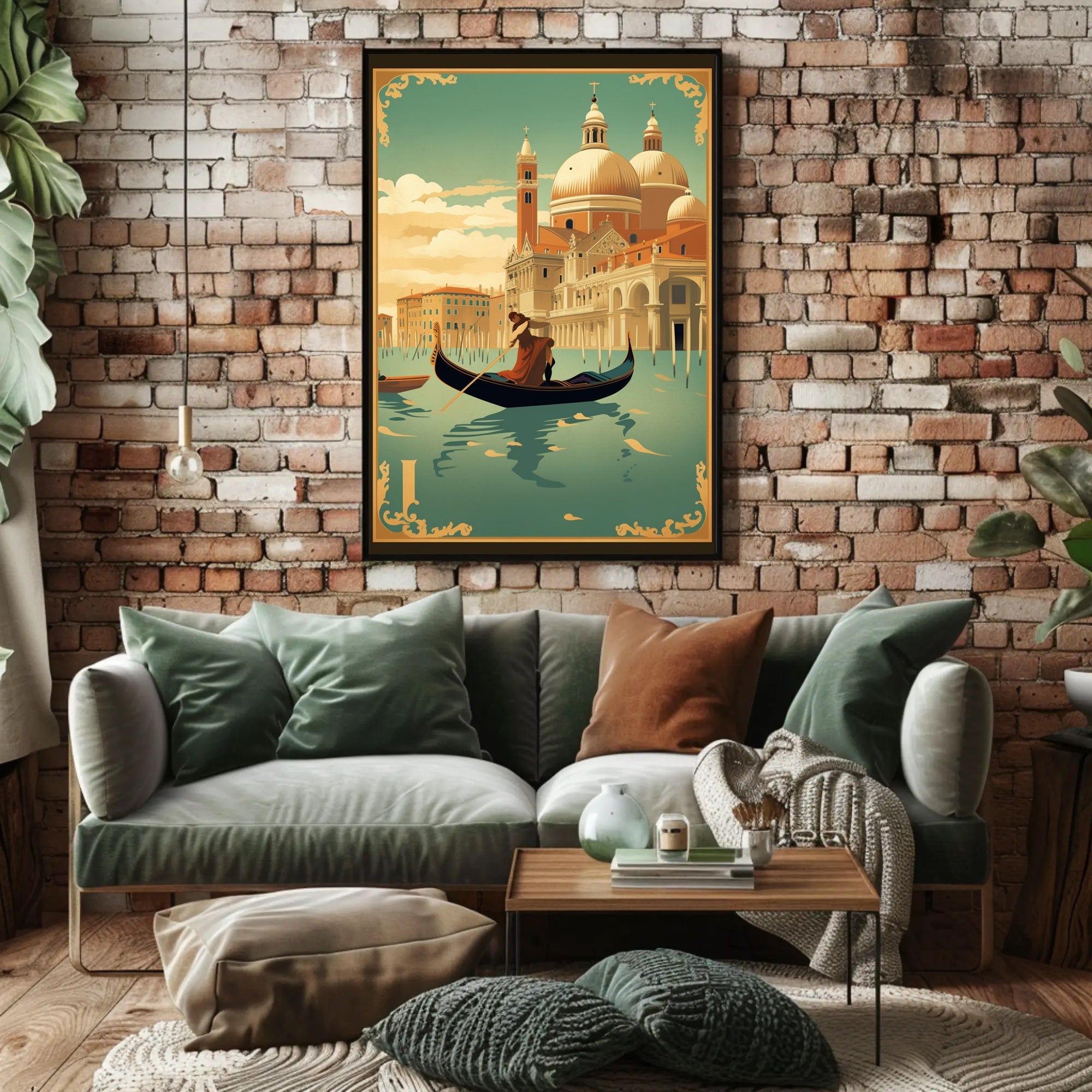 Venetian Gondola Vintage Art Deco Travel Poster PosterGoat