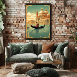 Venetian Gondola Vintage Art Deco Travel Poster PosterGoat