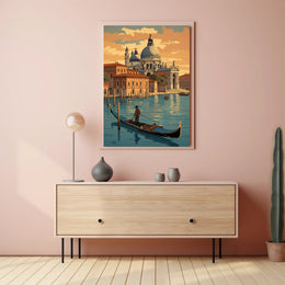 Venetian Gondola Voyage during Sunset Travel Poster PosterGoat