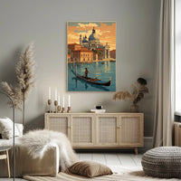 Venetian Gondola Voyage during Sunset Travel Poster PosterGoat