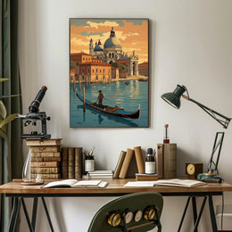 Venetian Gondola Voyage during Sunset Travel Poster PosterGoat
