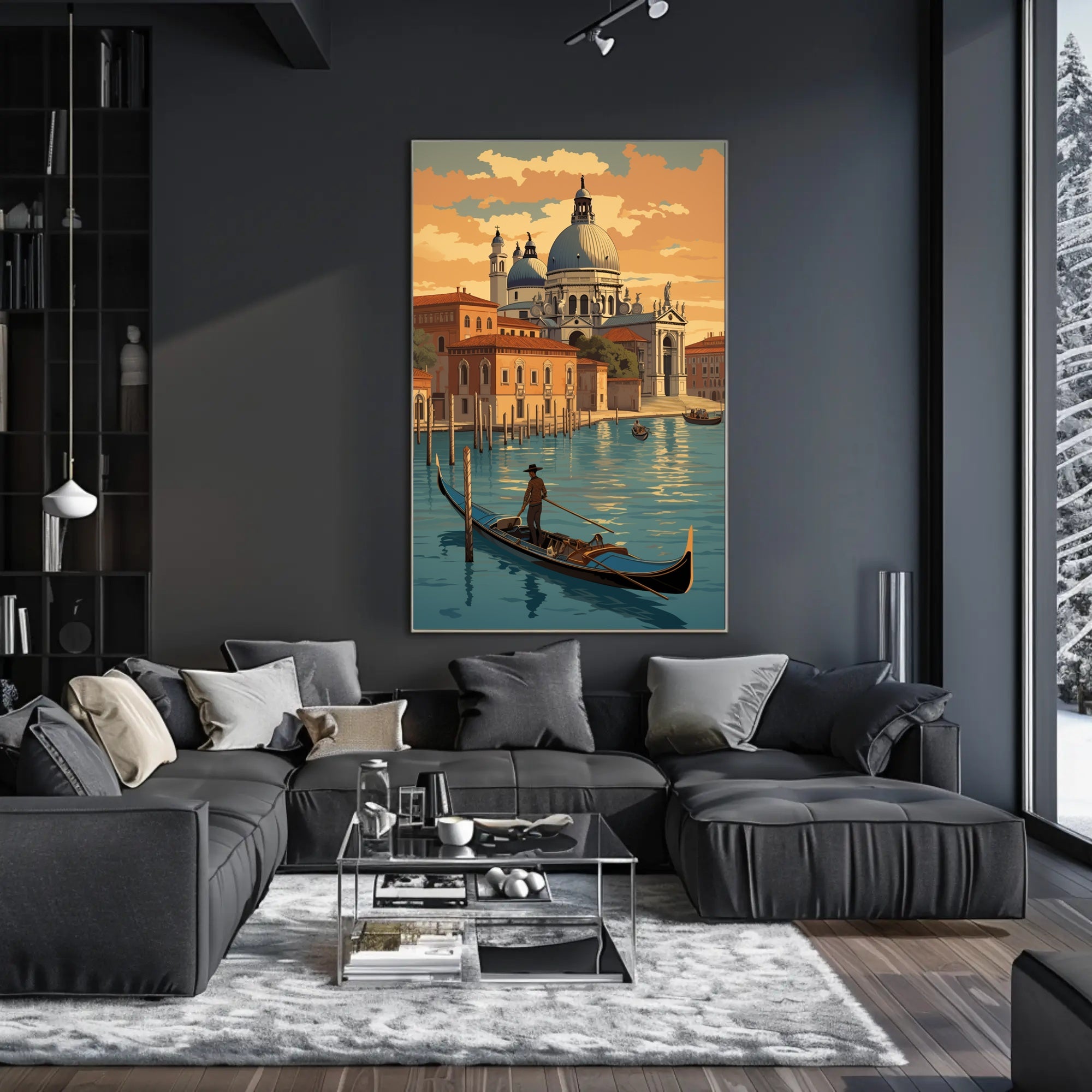 Venetian Gondola Voyage during Sunset Travel Poster PosterGoat