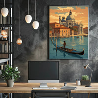 Venetian Gondola Voyage during Sunset Travel Poster PosterGoat