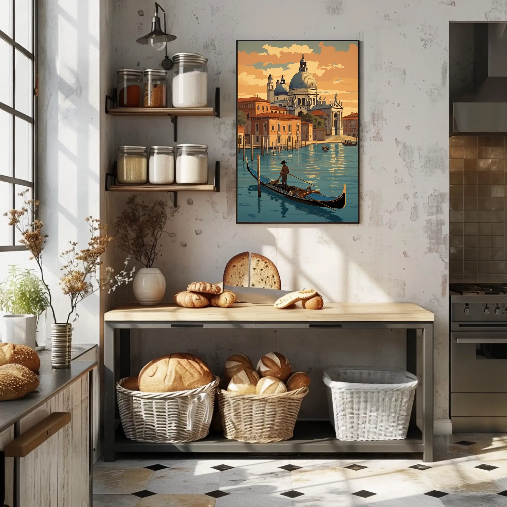 Venetian Gondola Voyage during Sunset Travel Poster PosterGoat