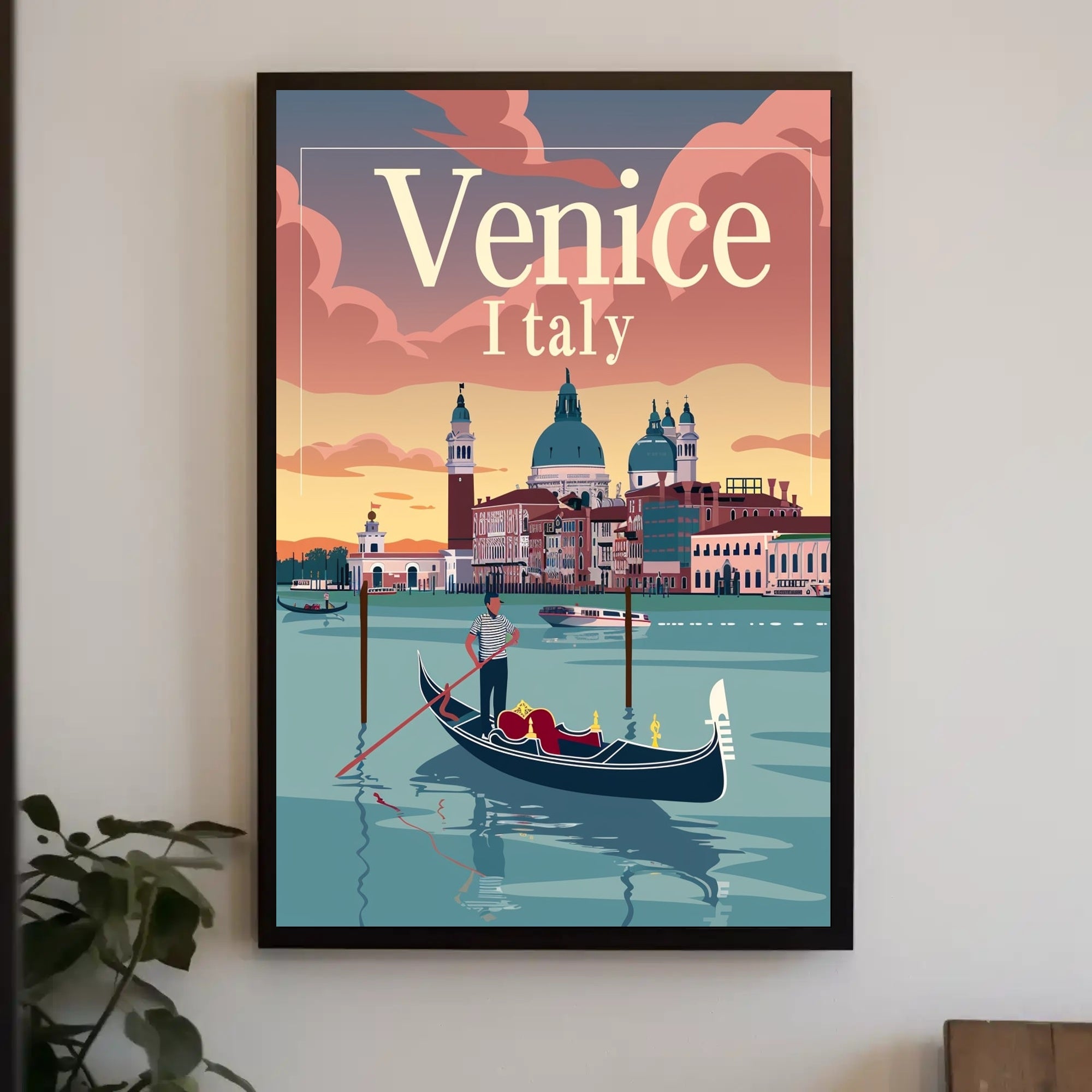 Venetian Gondola at Sunset: Travel Poster PosterGoat