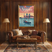Venetian Gondola at Sunset: Travel Poster PosterGoat