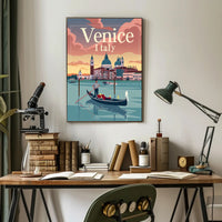 Venetian Gondola at Sunset: Travel Poster PosterGoat