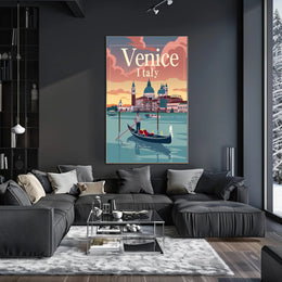 Venetian Gondola at Sunset: Travel Poster PosterGoat