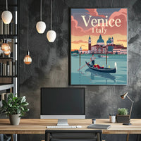Venetian Gondola at Sunset: Travel Poster PosterGoat