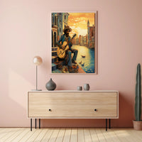 Venetian Guitarist Serenade Vintage Travel Poster PosterGoat