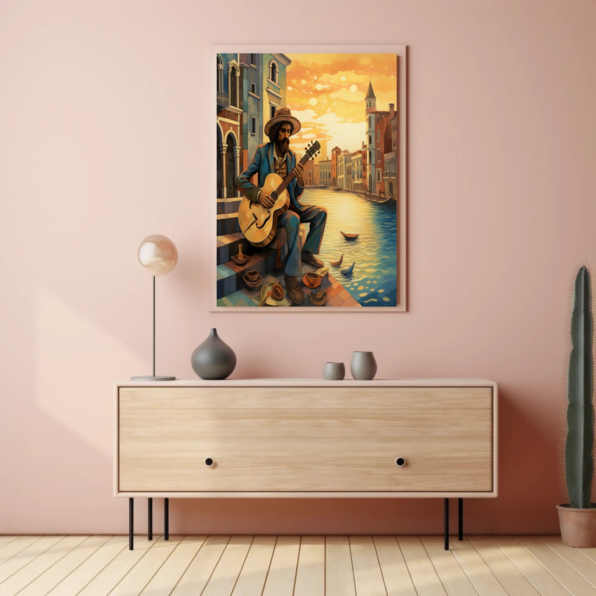 Venetian Guitarist Serenade Vintage Travel Poster PosterGoat