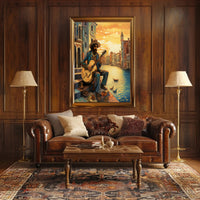 Venetian Guitarist Serenade Vintage Travel Poster PosterGoat