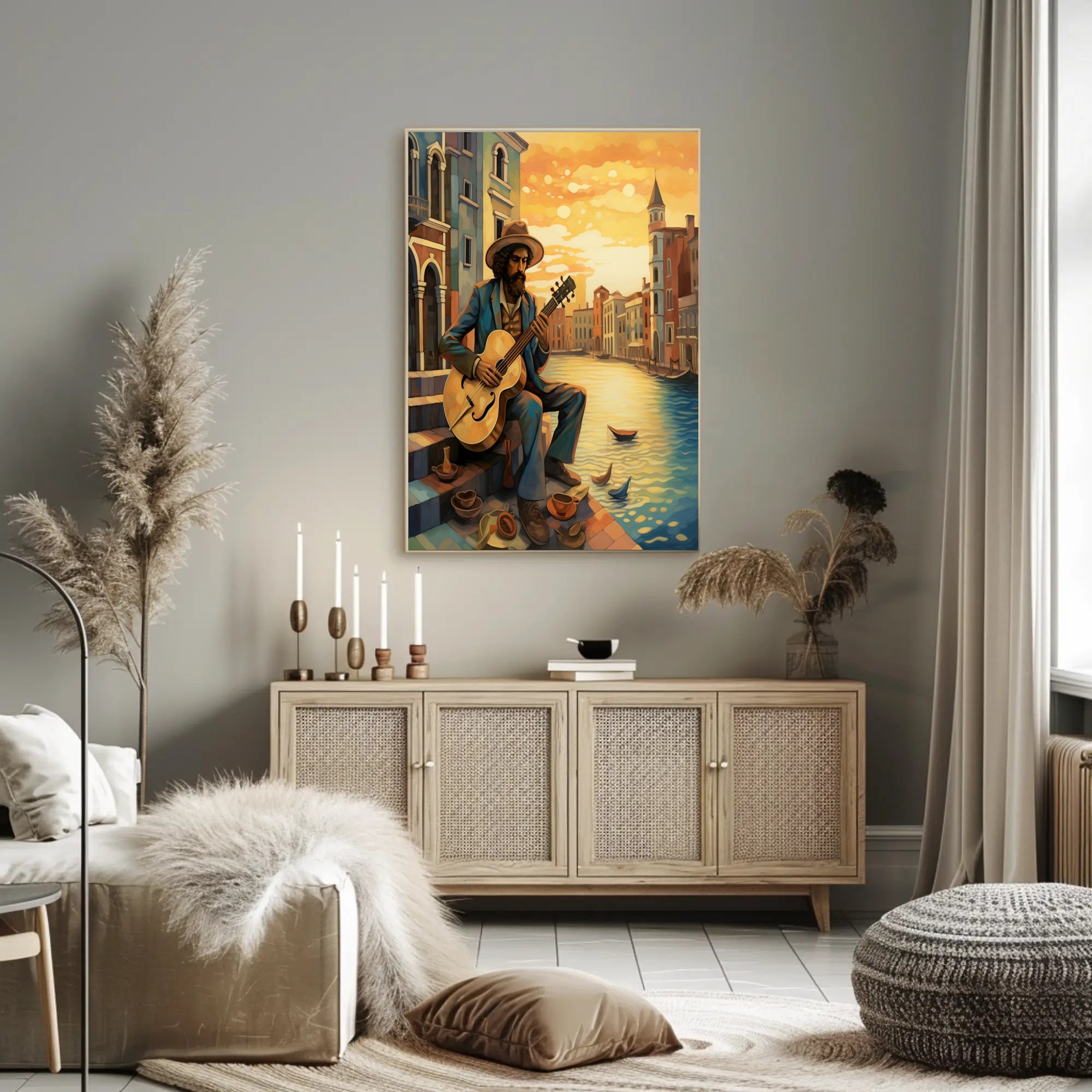 Venetian Guitarist Serenade Vintage Travel Poster PosterGoat