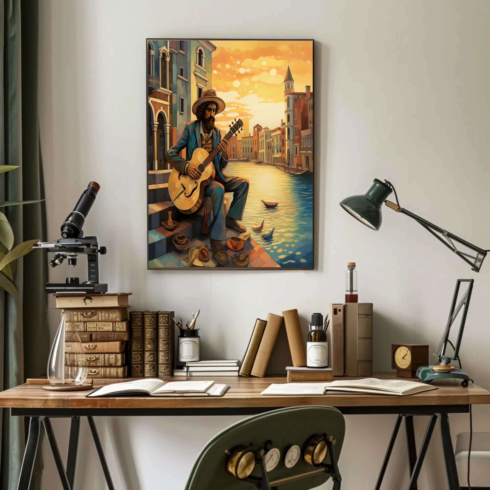 Venetian Guitarist Serenade Vintage Travel Poster PosterGoat