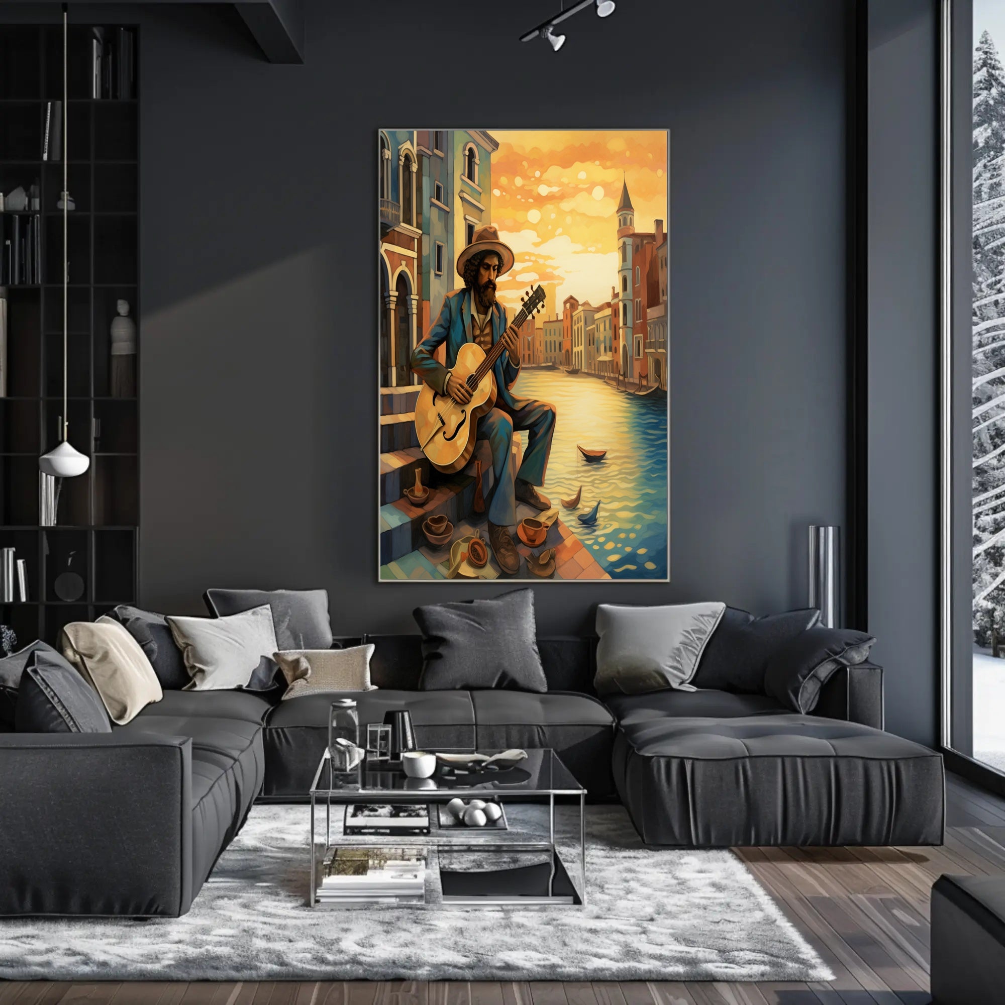 Venetian Guitarist Serenade Vintage Travel Poster PosterGoat