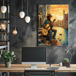 Venetian Guitarist Serenade Vintage Travel Poster PosterGoat