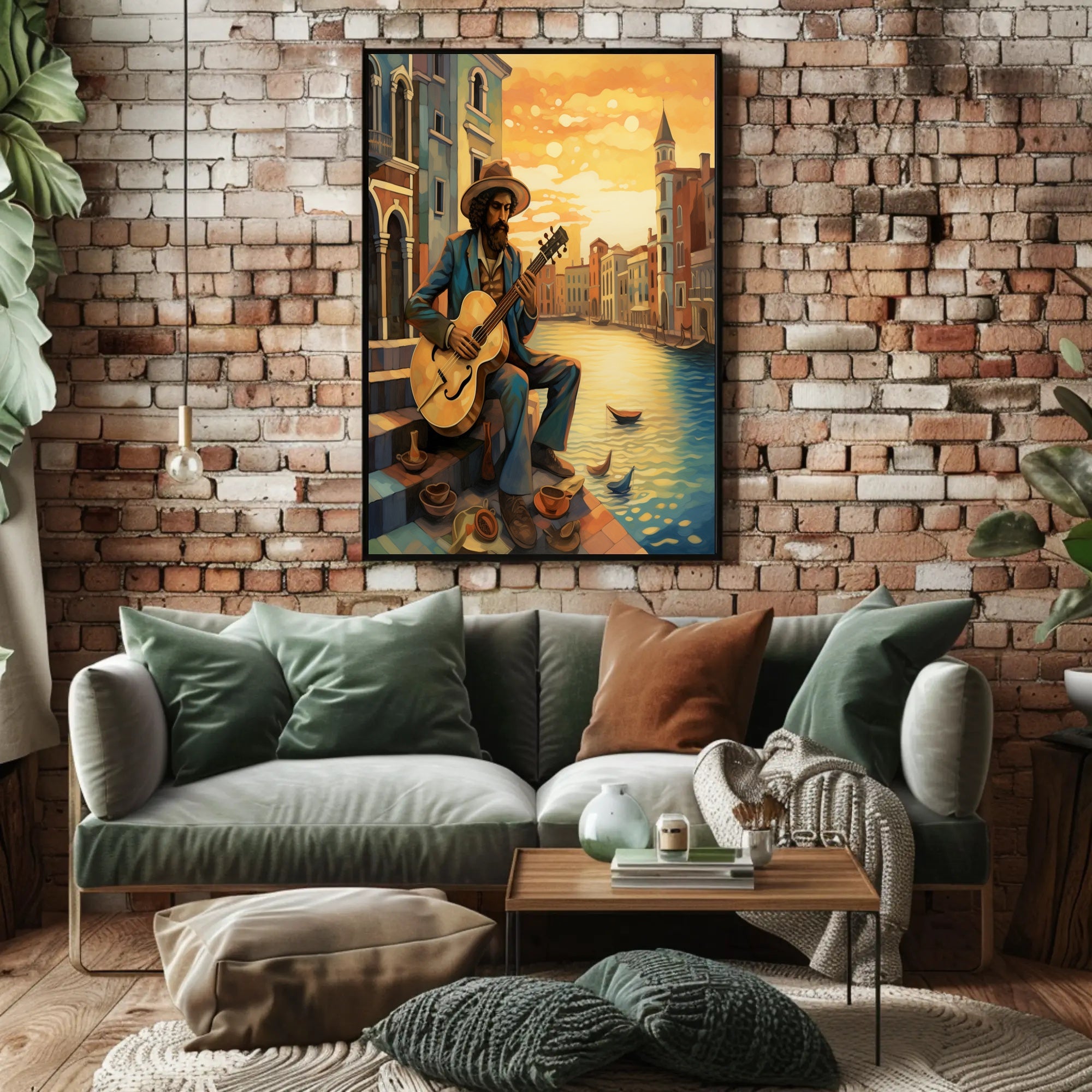 Venetian Guitarist Serenade Vintage Travel Poster PosterGoat