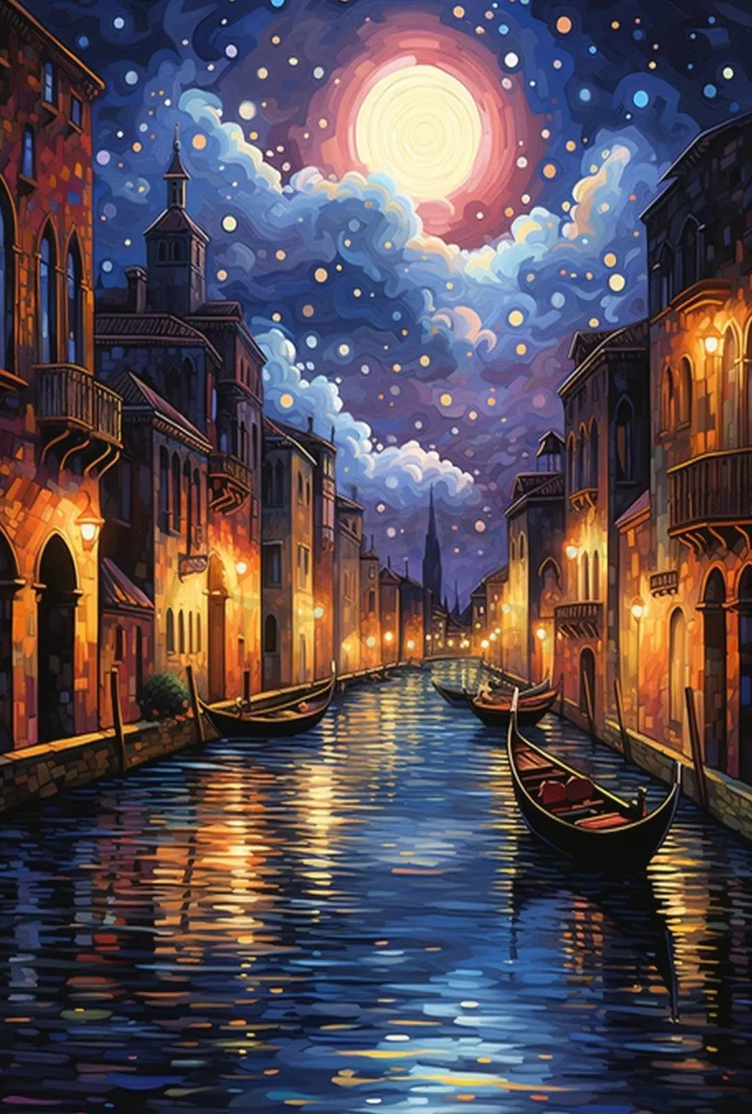 Venetian Night Canal Art Print Travel Poster PosterGoat