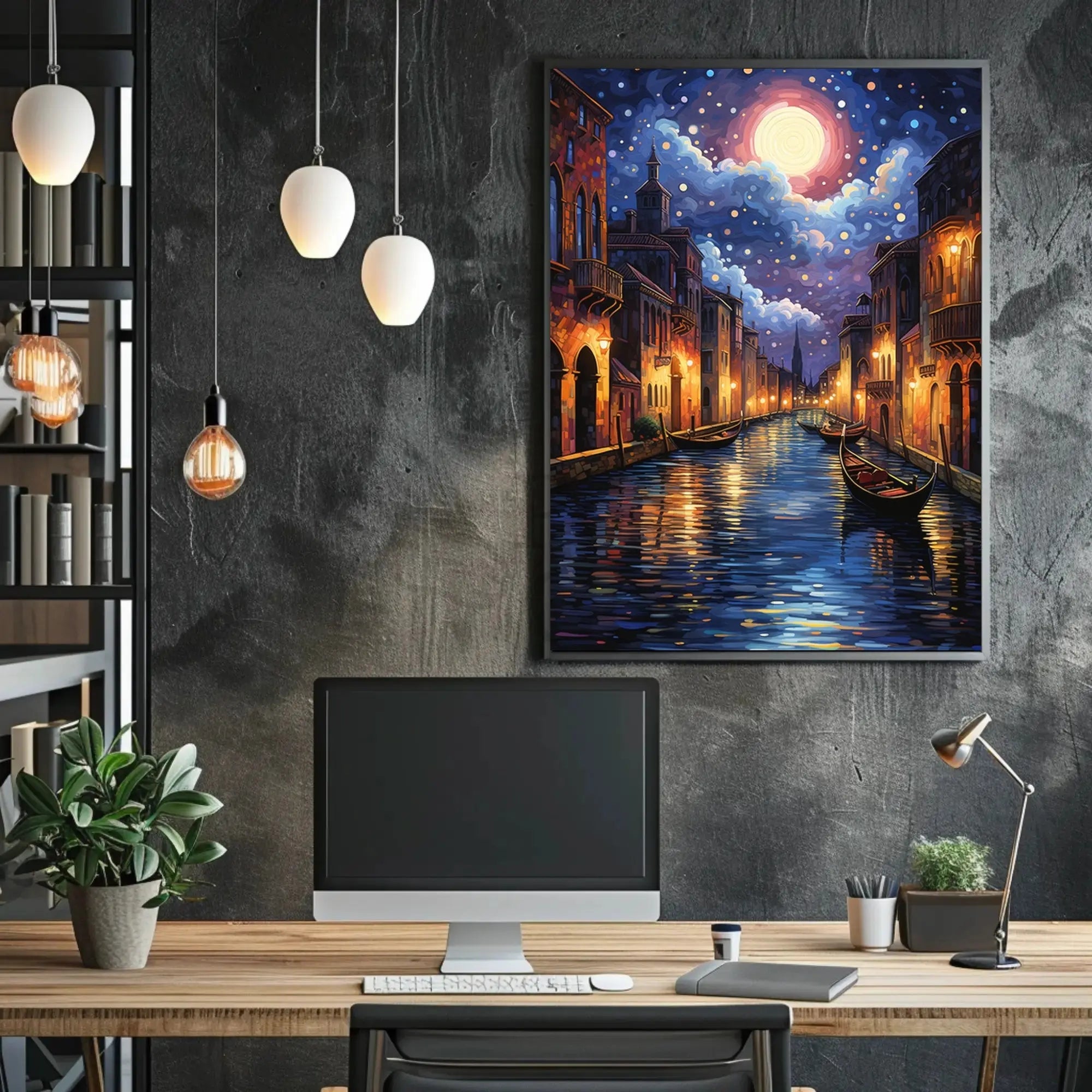 Venetian Night Canal Art Print Travel Poster PosterGoat