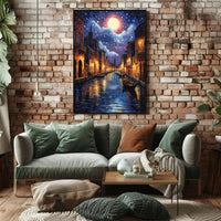 Venetian Night Canal Art Print Travel Poster PosterGoat