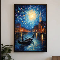 Venetian Night Gondola by Moonlight Artistic Poster PosterGoat