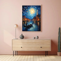 Venetian Night Gondola by Moonlight Artistic Poster PosterGoat