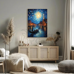 Venetian Night Gondola by Moonlight Artistic Poster PosterGoat