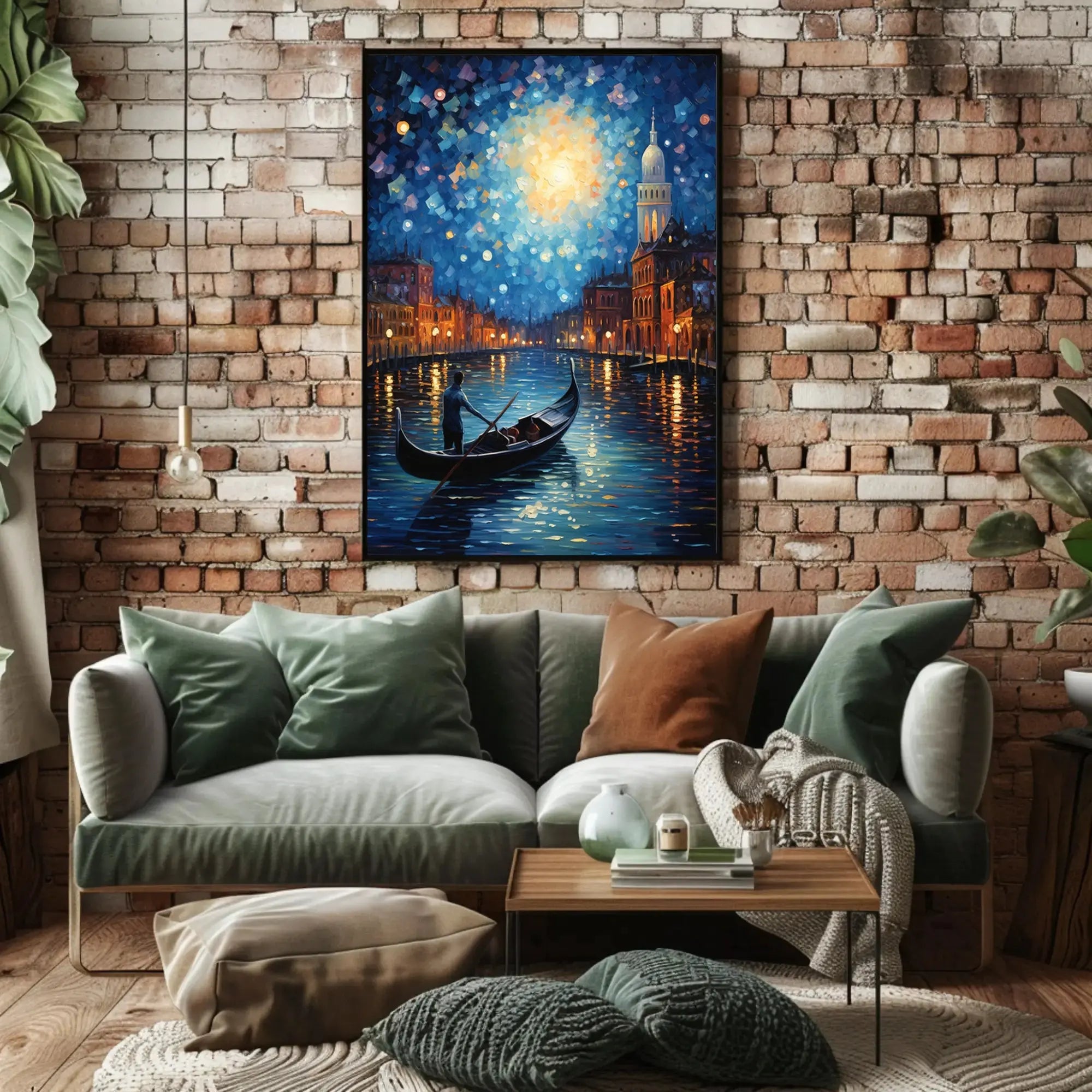 Venetian Night Gondola by Moonlight Artistic Poster PosterGoat