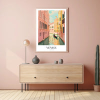 Venetian Romance Gondola Travel Poster PosterGoat