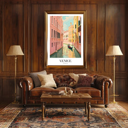 Venetian Romance Gondola Travel Poster PosterGoat