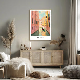 Venetian Romance Gondola Travel Poster PosterGoat