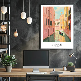Venetian Romance Gondola Travel Poster PosterGoat