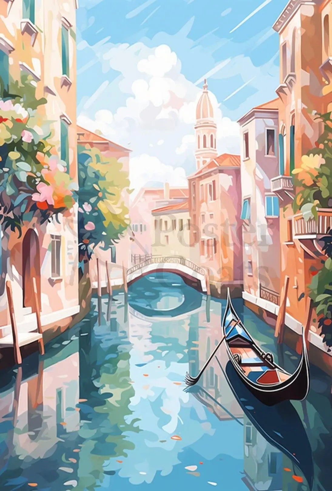 Venetian Tranquility in Impressionistic Art Travel Poster PosterGoat