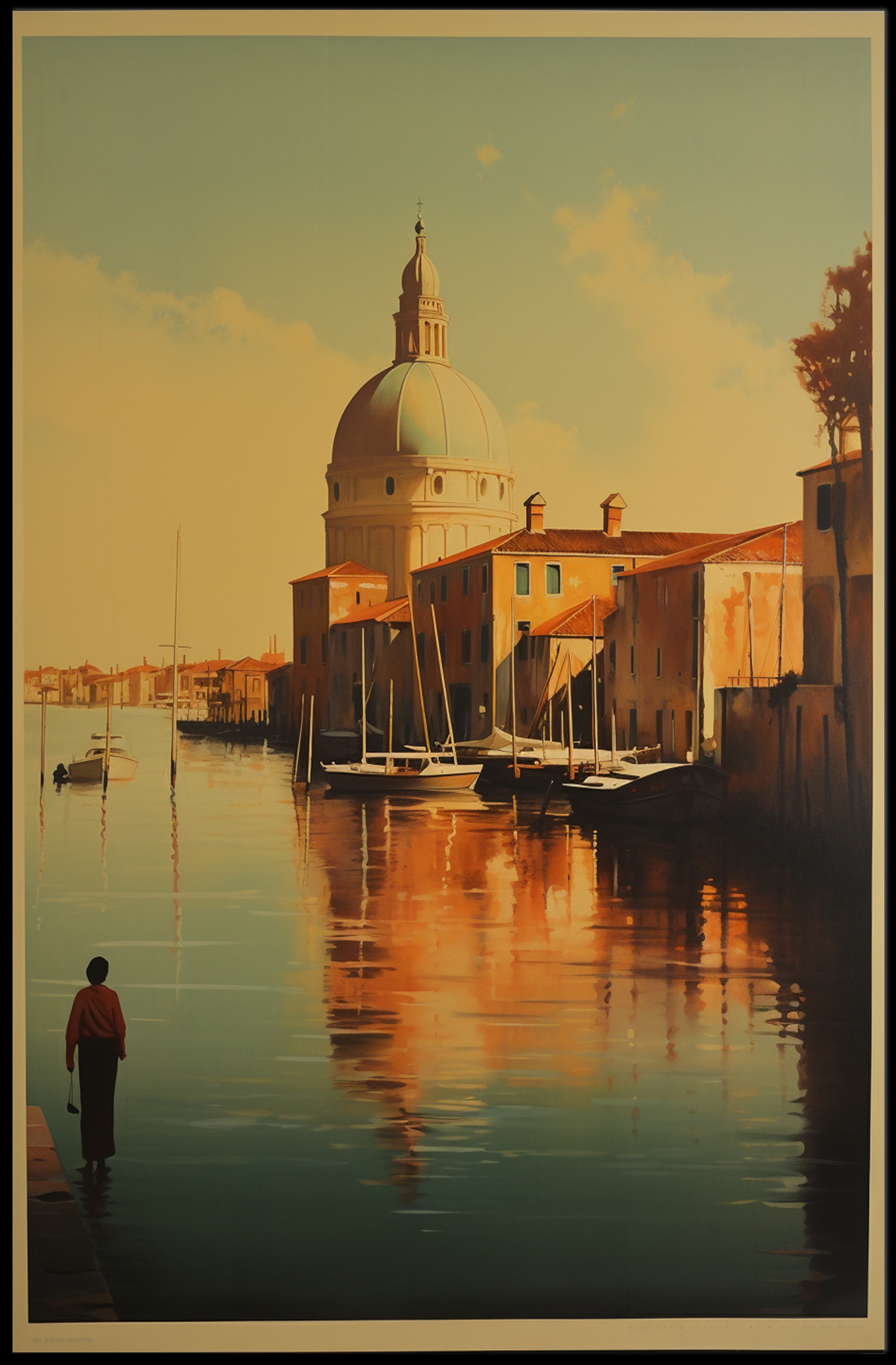 Venetian Tranquility: Photorealistic Italian Canal Travel Poster PosterGoat