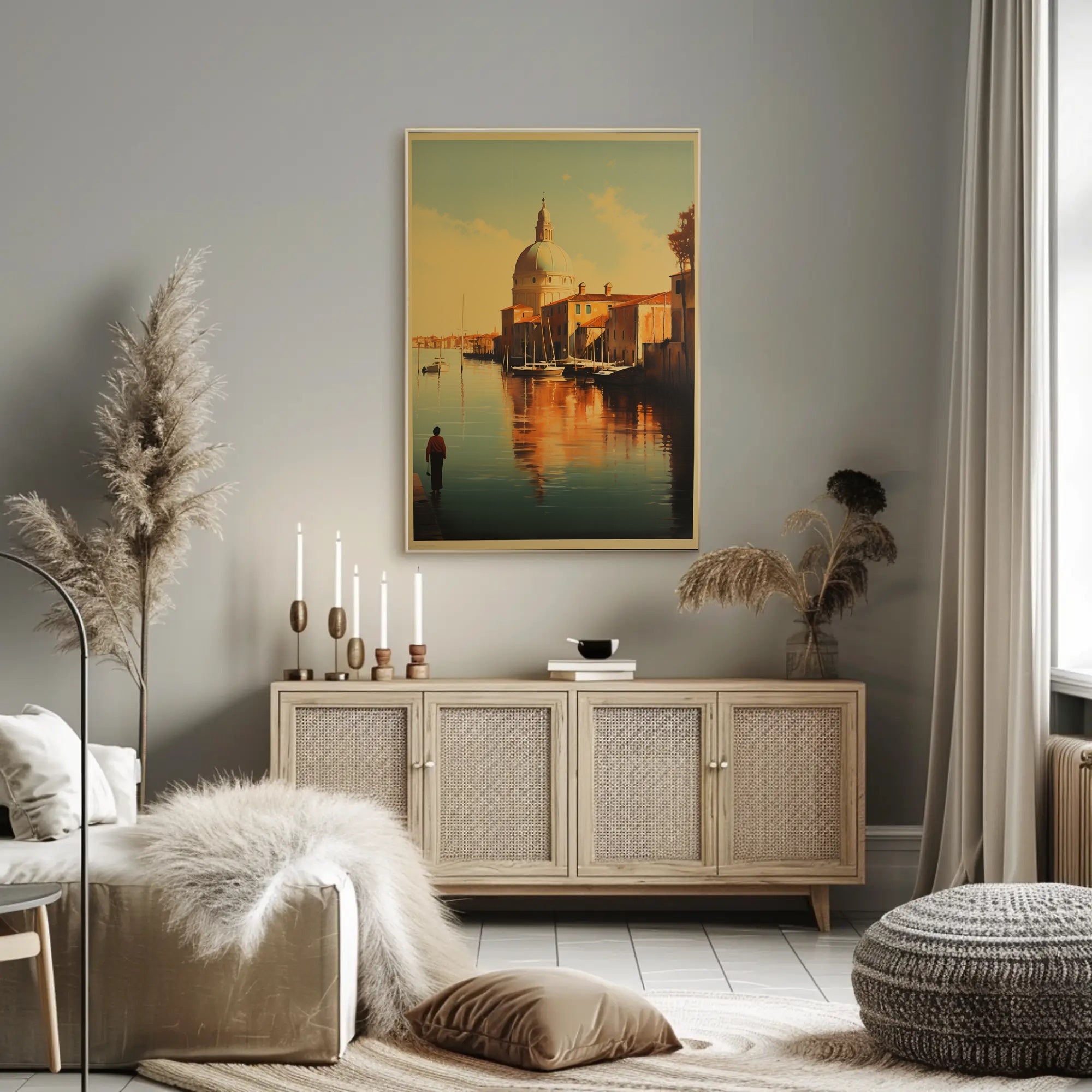 Venetian Tranquility: Photorealistic Italian Canal Travel Poster PosterGoat
