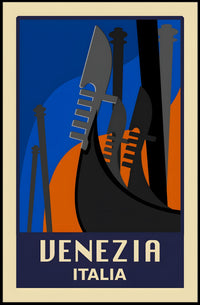 Venice Art Deco Gondola Travel Poster PosterGoat